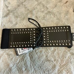 XOXO Black Studded Belt Corset Style NWT Gothic Faux Leather
